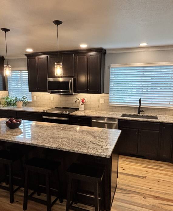 Colorado Springs kitchen remodel with dark cabinets and granite counter tops